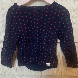 GAP Kids Navy and Red Heart Long Sleeve Tee 3T